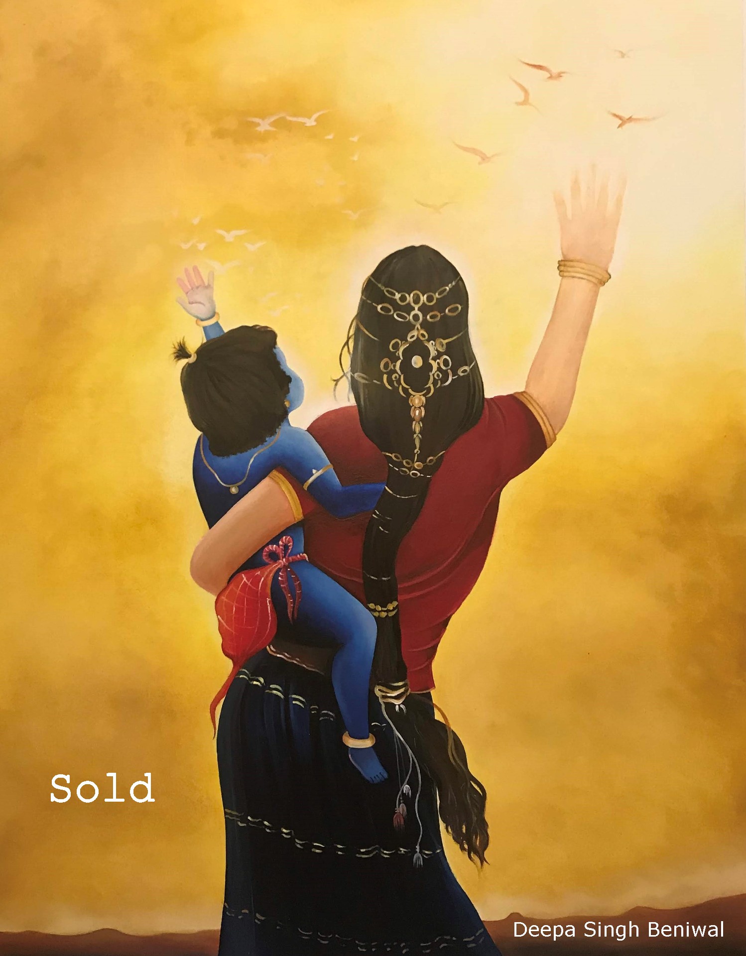 Yashoda: Narrative & Relationship - Oil on Canvas