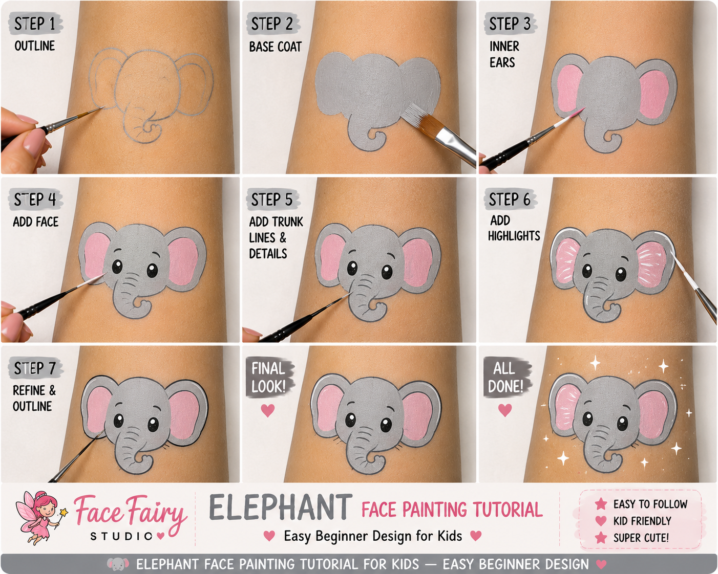 Elephant Face Painting Tutorial
