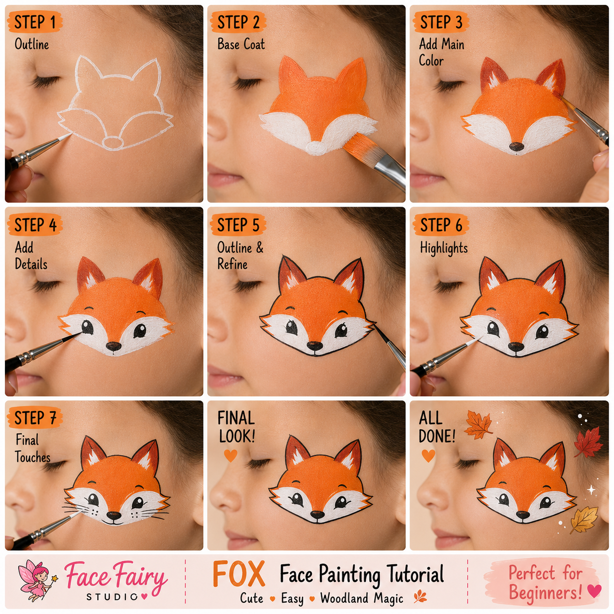 Fox Face Painting Tutorial