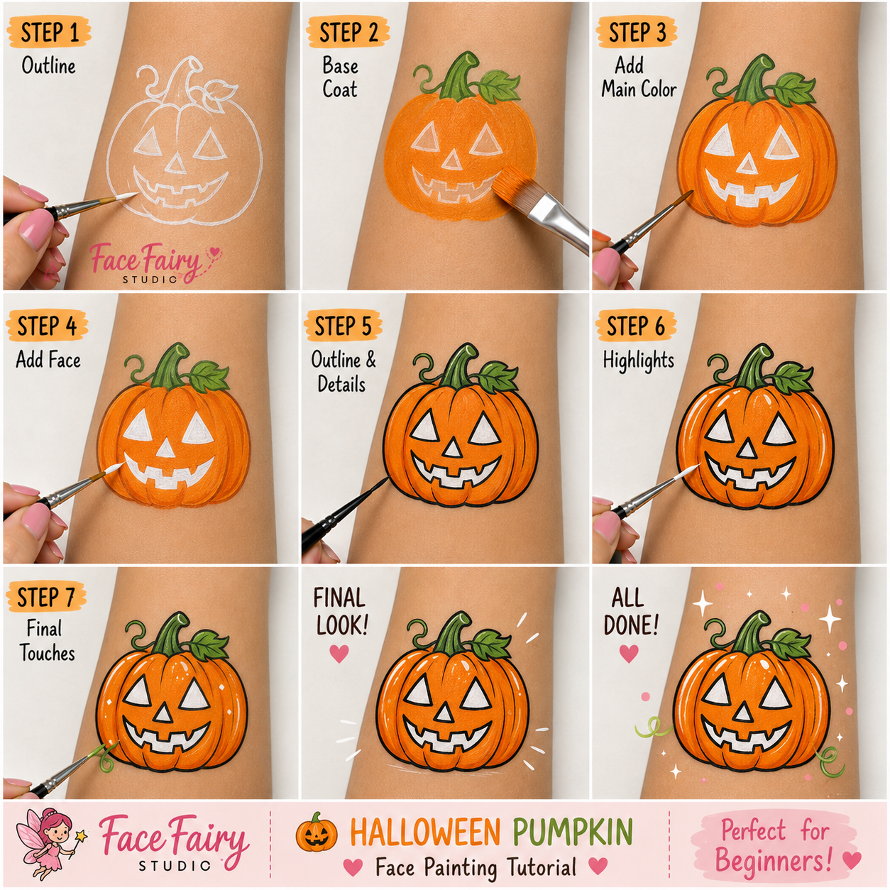 Halloween Pumpkin Face Painting Tutorial