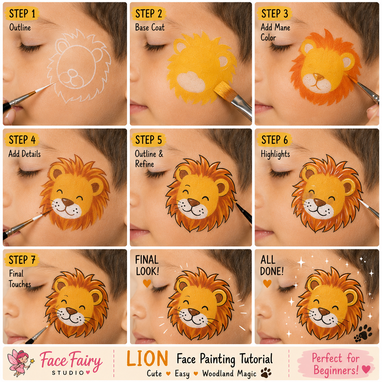 Lion Face Painting Tutorial