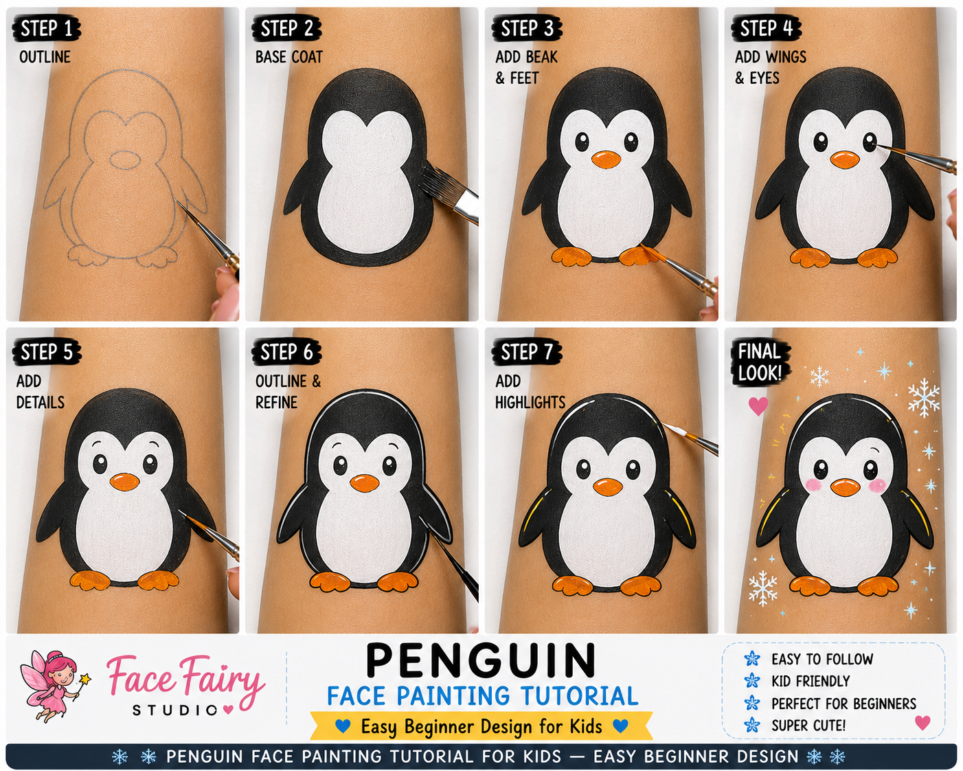 Penguin Face Painting Tutorial